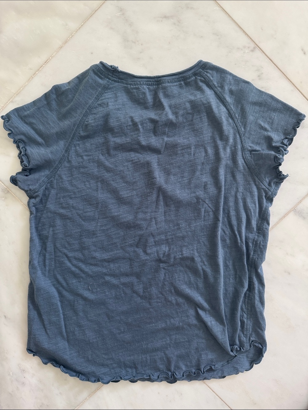 NATURAL LIFE Indigo Short Sleeve Tee with Floral Patch Flag - Picture 2 of 2